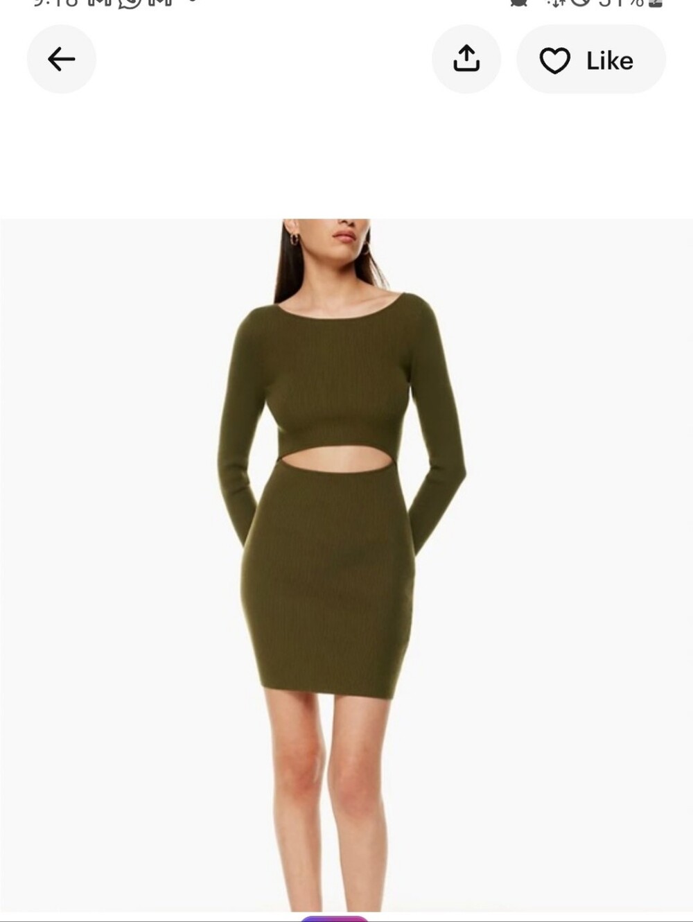 Wilfred Ribbed Cutout Dress Olive Green